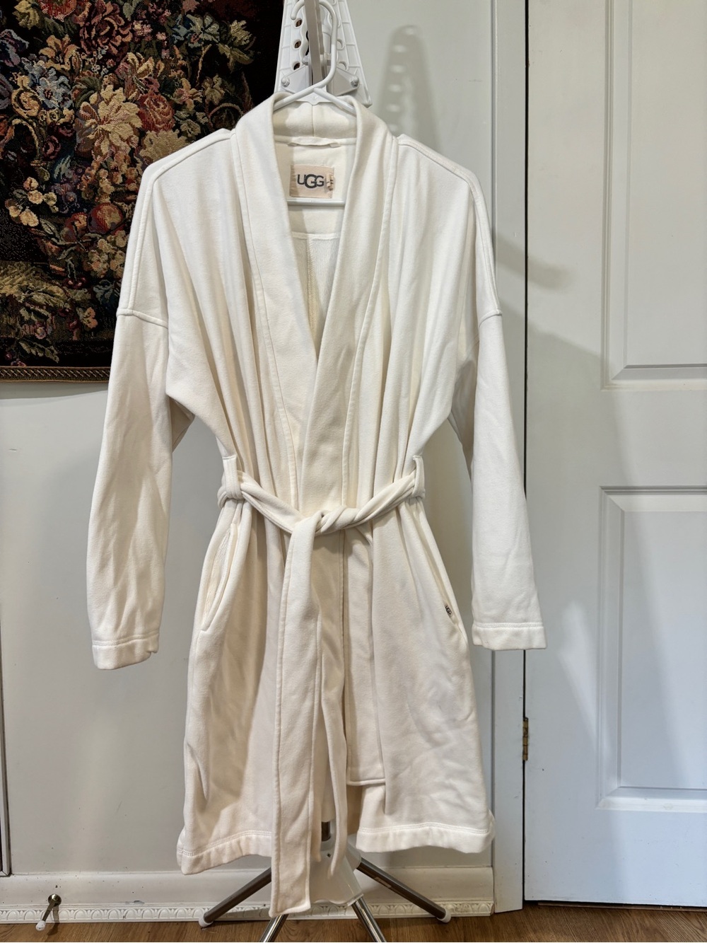 UGG Braelyn II White Fleece Robe Size S Belted Cotton Blend 1108461